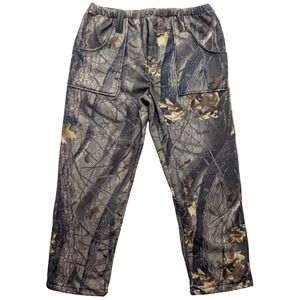 World Famous Sports Fleece Camo Pants Men Large Tree Leaf Camouflage Made in USA